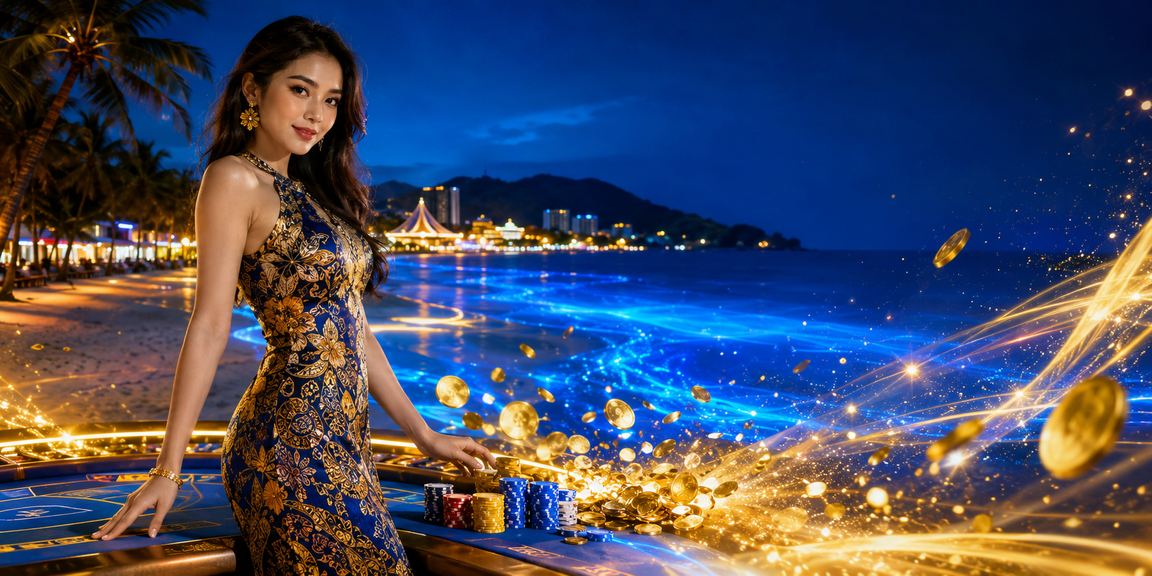 Ilustrasi deposit platform 7010 di Langkawi dengan motif batik Malaysia