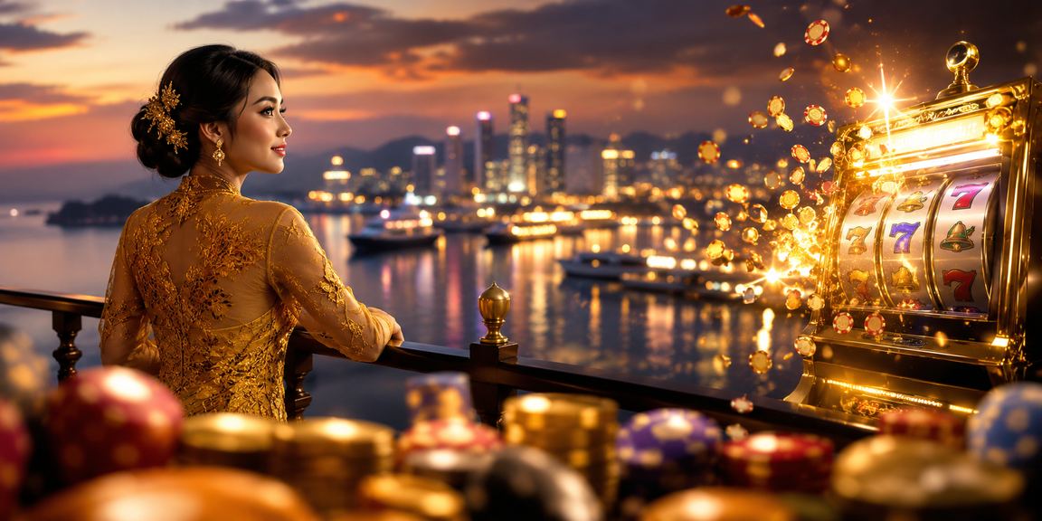 Online gaming scene in Penang, featuring poker and slots