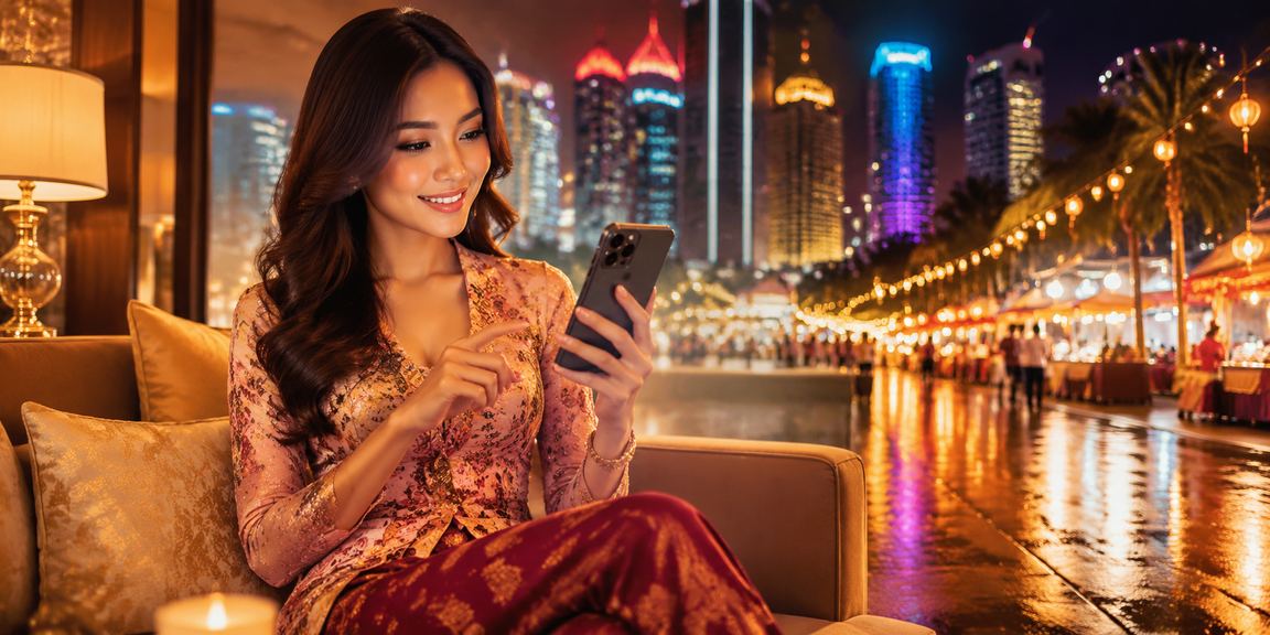 A poker player in Petaling Jaya using a mobile phone with the 7010 interface